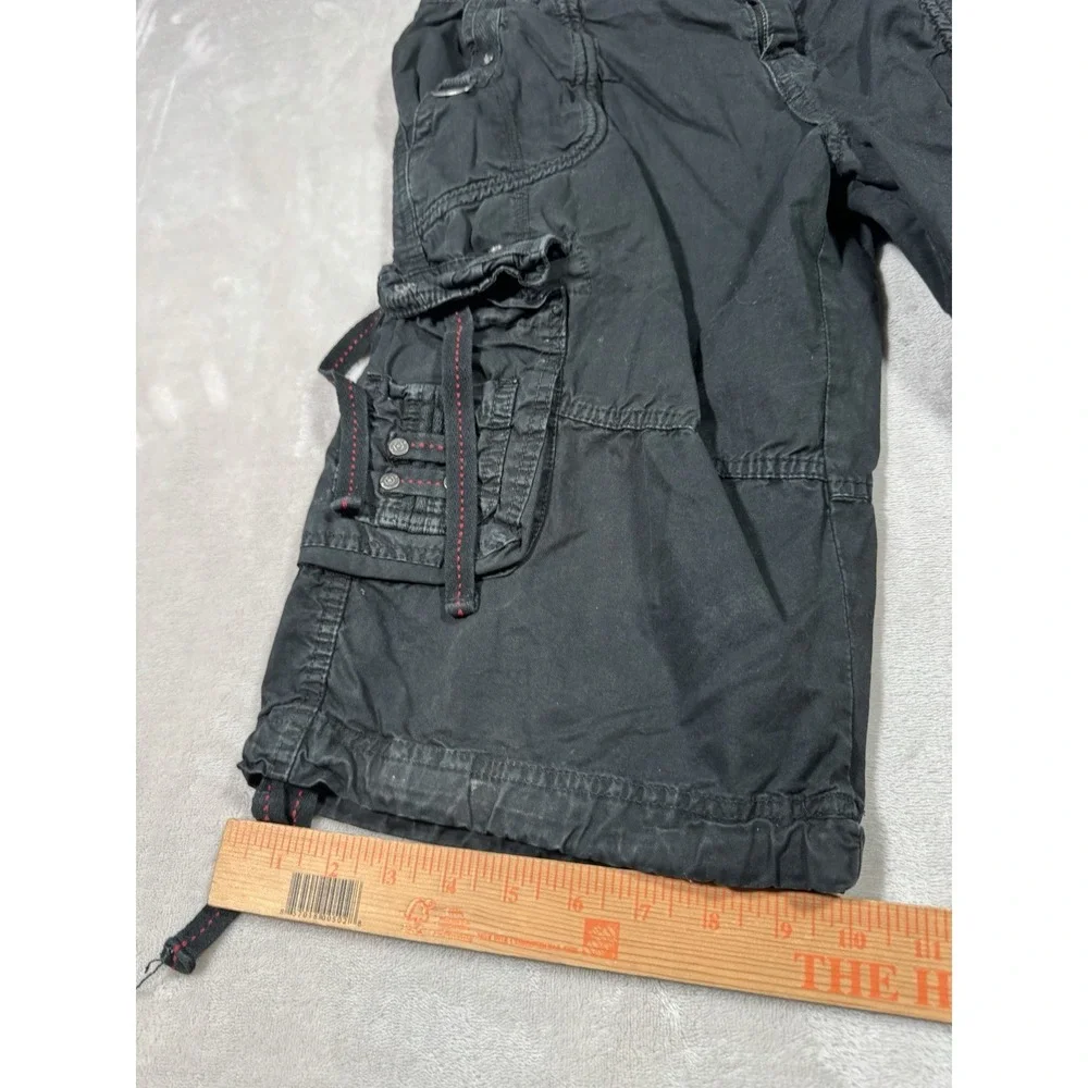 Twice Y2K Cargo Shorts Men's 34 Black Multi-Pocket Baggy Grunge 90s Twoce